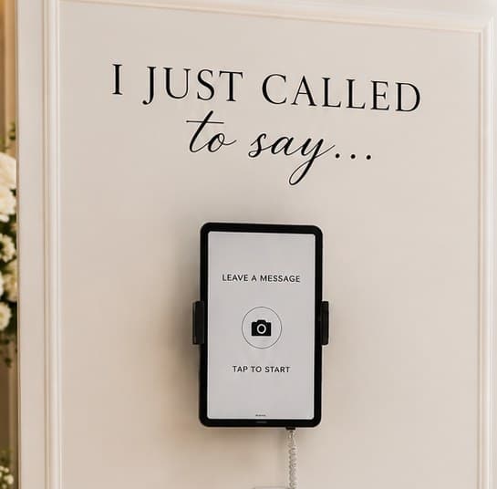 Custom 'I just called to say…' signage above the recording station